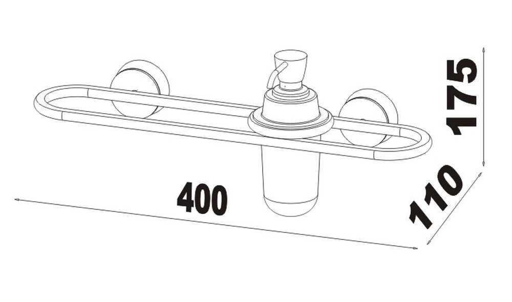 RIVA Reling 40cm mit Seifenspender Mattglas 