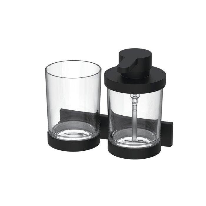 Kombi Seifenspender und Glashalter mit Klarglas