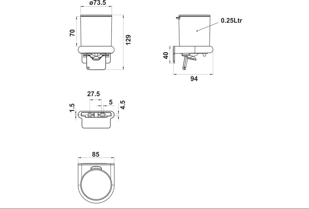 Distributore di sapone infrangibile senza BPA