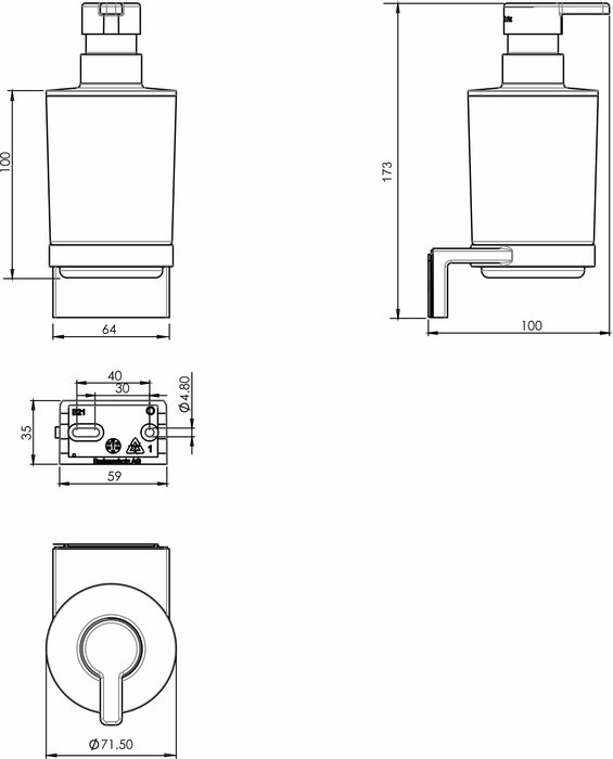 Distributore di sapone infrangibile senza BPA