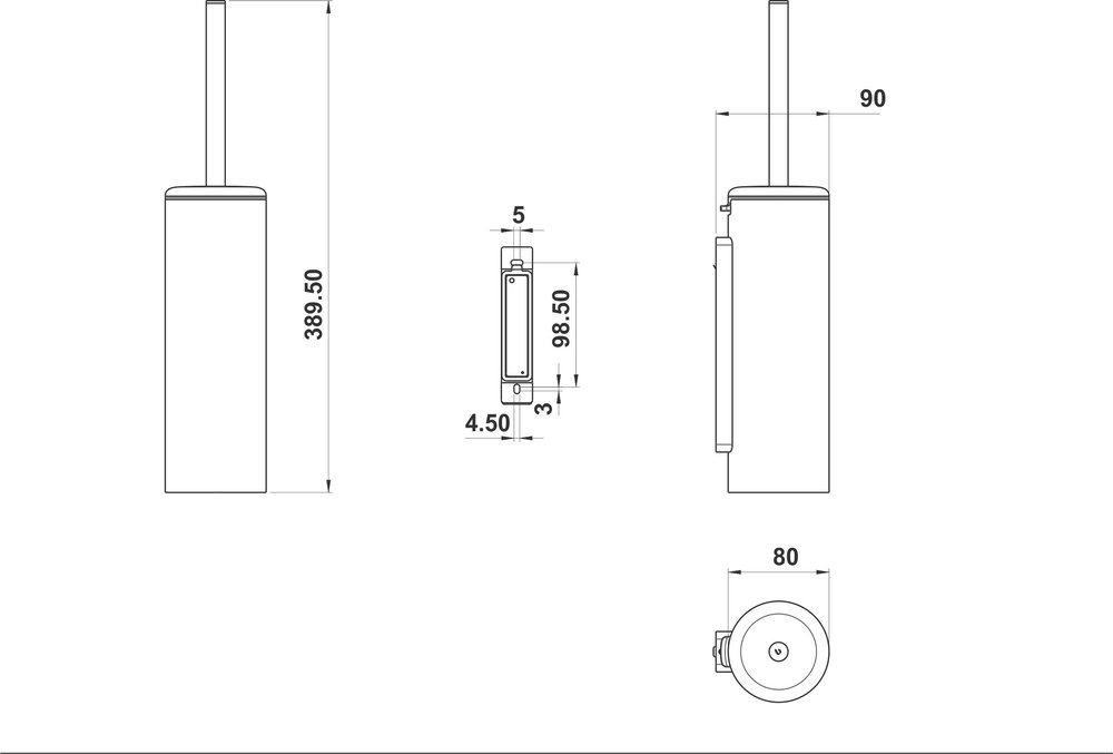 Kit portaspazzola WC con coperchio