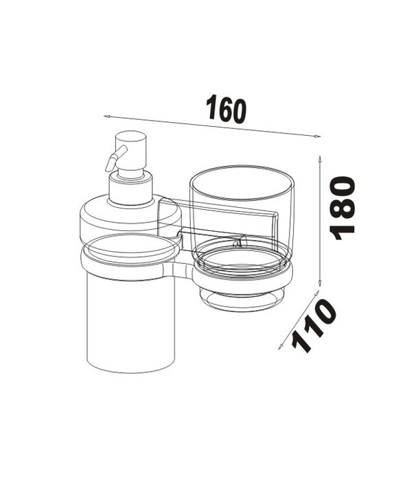 Combi Distributeur savon et Porte-verre