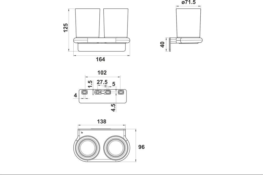 Double glass holder