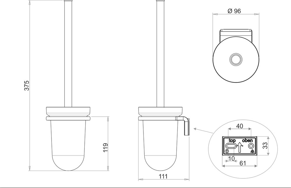 Kit spazzola WC senza coperchio